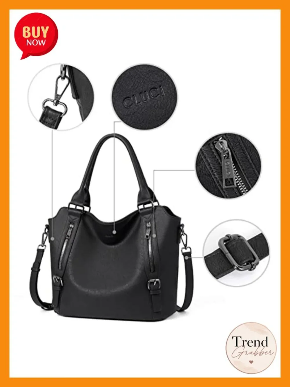 Large Hobo Bag with Multiple Pockets, Faux Leather Shoulder Bag with Adjustable